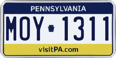 PA license plate MOY1311