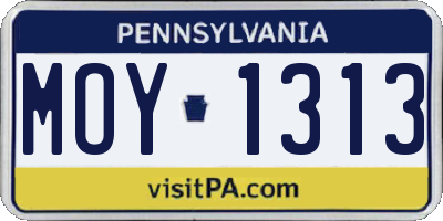 PA license plate MOY1313