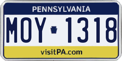 PA license plate MOY1318