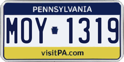 PA license plate MOY1319