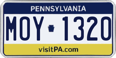 PA license plate MOY1320