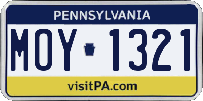 PA license plate MOY1321
