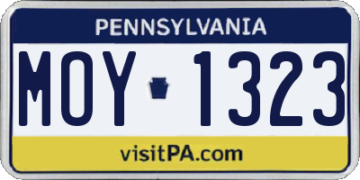 PA license plate MOY1323