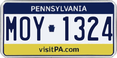 PA license plate MOY1324