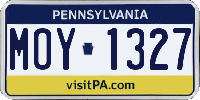 PA license plate MOY1327