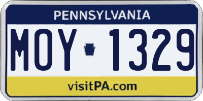 PA license plate MOY1329