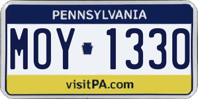PA license plate MOY1330