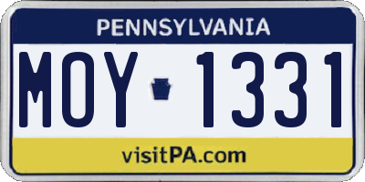 PA license plate MOY1331