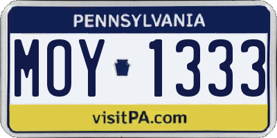 PA license plate MOY1333