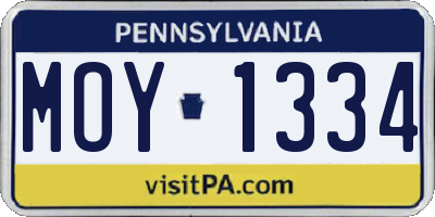 PA license plate MOY1334