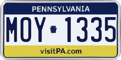 PA license plate MOY1335