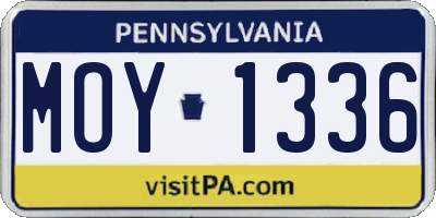 PA license plate MOY1336