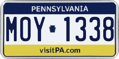 PA license plate MOY1338