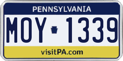 PA license plate MOY1339
