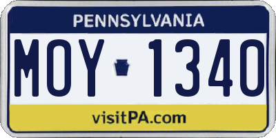 PA license plate MOY1340