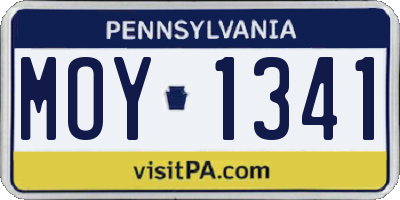 PA license plate MOY1341