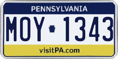PA license plate MOY1343