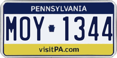 PA license plate MOY1344