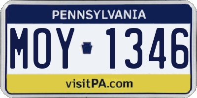 PA license plate MOY1346