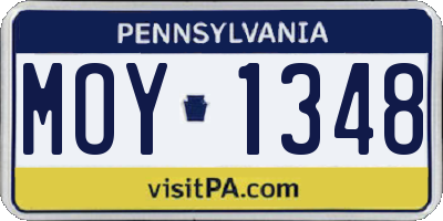 PA license plate MOY1348