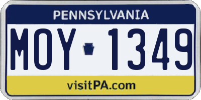 PA license plate MOY1349