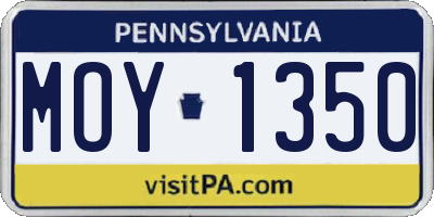 PA license plate MOY1350