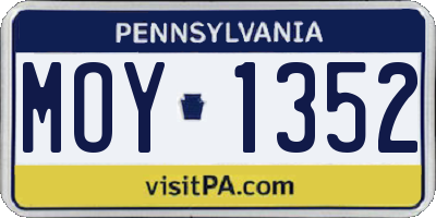 PA license plate MOY1352