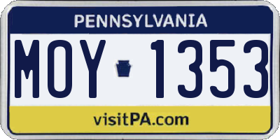 PA license plate MOY1353