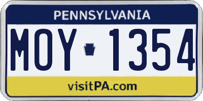 PA license plate MOY1354