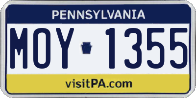 PA license plate MOY1355