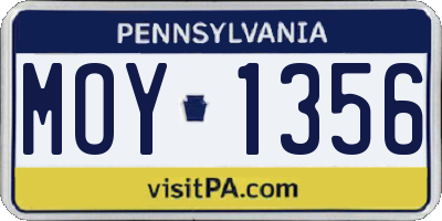 PA license plate MOY1356