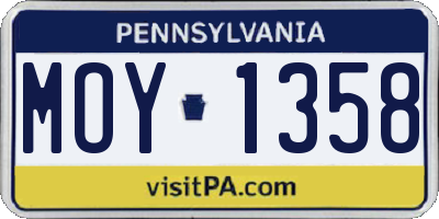 PA license plate MOY1358