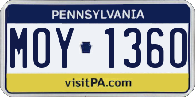 PA license plate MOY1360