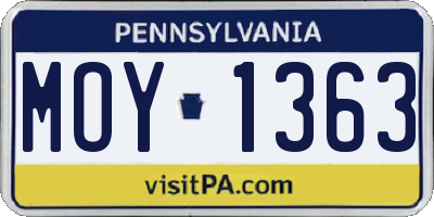 PA license plate MOY1363