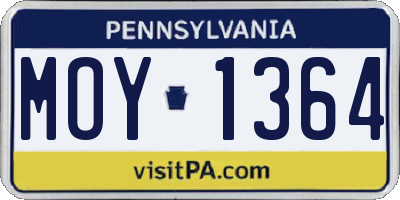 PA license plate MOY1364