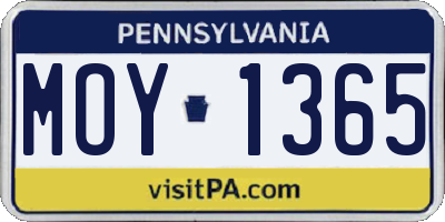 PA license plate MOY1365