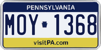 PA license plate MOY1368