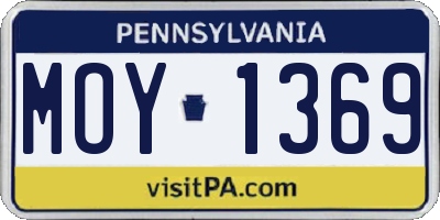 PA license plate MOY1369