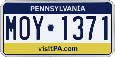 PA license plate MOY1371