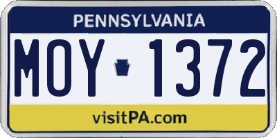 PA license plate MOY1372