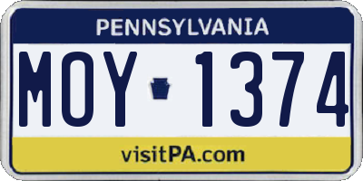 PA license plate MOY1374