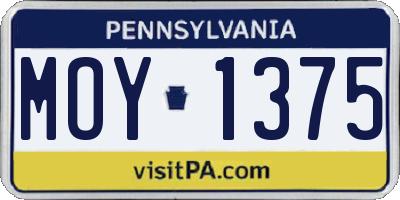 PA license plate MOY1375