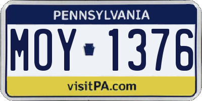 PA license plate MOY1376