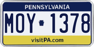 PA license plate MOY1378