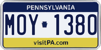 PA license plate MOY1380