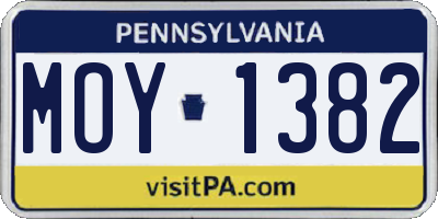 PA license plate MOY1382