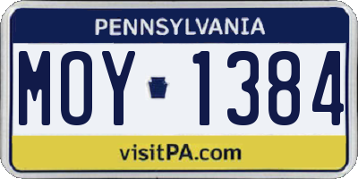 PA license plate MOY1384