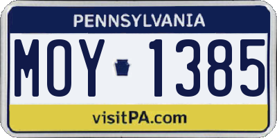 PA license plate MOY1385