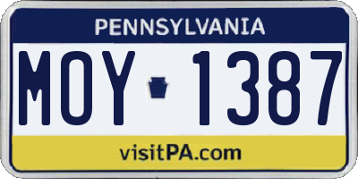 PA license plate MOY1387