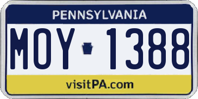 PA license plate MOY1388